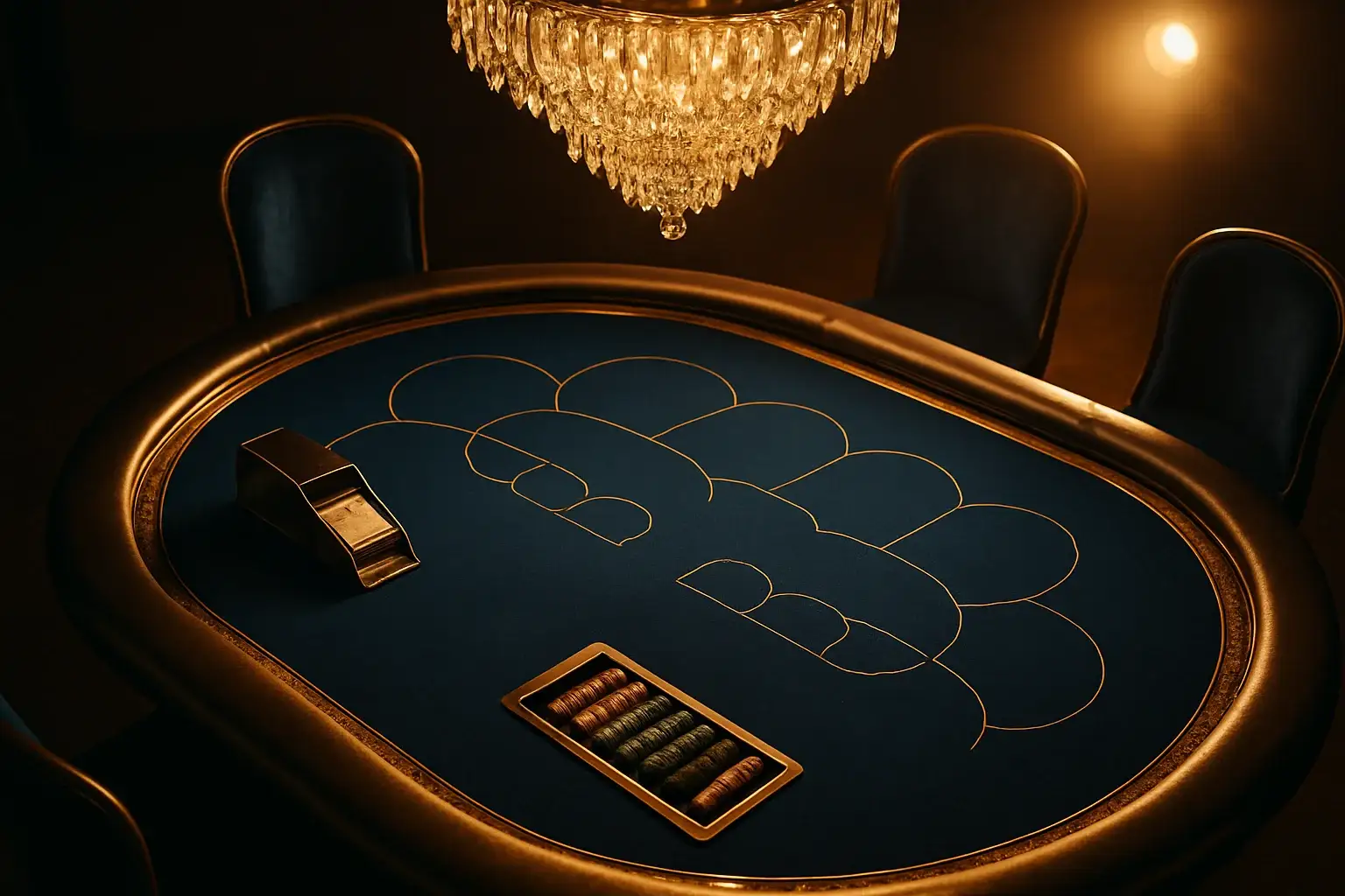 Hyperrealistic premium live baccarat studio in the Philippines with blue felt table